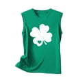 thumbnail image 4 of WREESH Fashion Women's St. Patrick's Day Casual Print Sleeveless Tank Top Crew Neck Loose Fit Shamrock Clovers Graphic Tee for Holiday Festivities, 4 of 5
