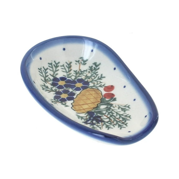 Blue Rose Polish Pottery Pinecone Small Spoon Rest