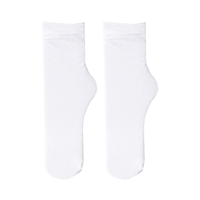 Chaussettes de Glace Fines pour Femmes d'Été et d'Automne, Chaussettes Simples Unies en Soie Glacée, Chaussettes Mi-Mollet, Bas, Bas de compression, Blanc