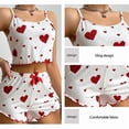 thumbnail image 5 of Youpwaven Valentine's Day Heart Print Alluring Nightwear Set 2-Piece Women's Sleeveless Home Clothes Set Embellished Sling Cami Fitted Shorts Sexy Pajamas Homewear Sleepwear Suit for Women Size S-XL, 5 of 8