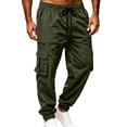 thumbnail image 5 of Men's Cargo Joggers Pants Elastic Waist Drawstring Trousers with Pockets for Casual Athletic Wear, 5 of 7