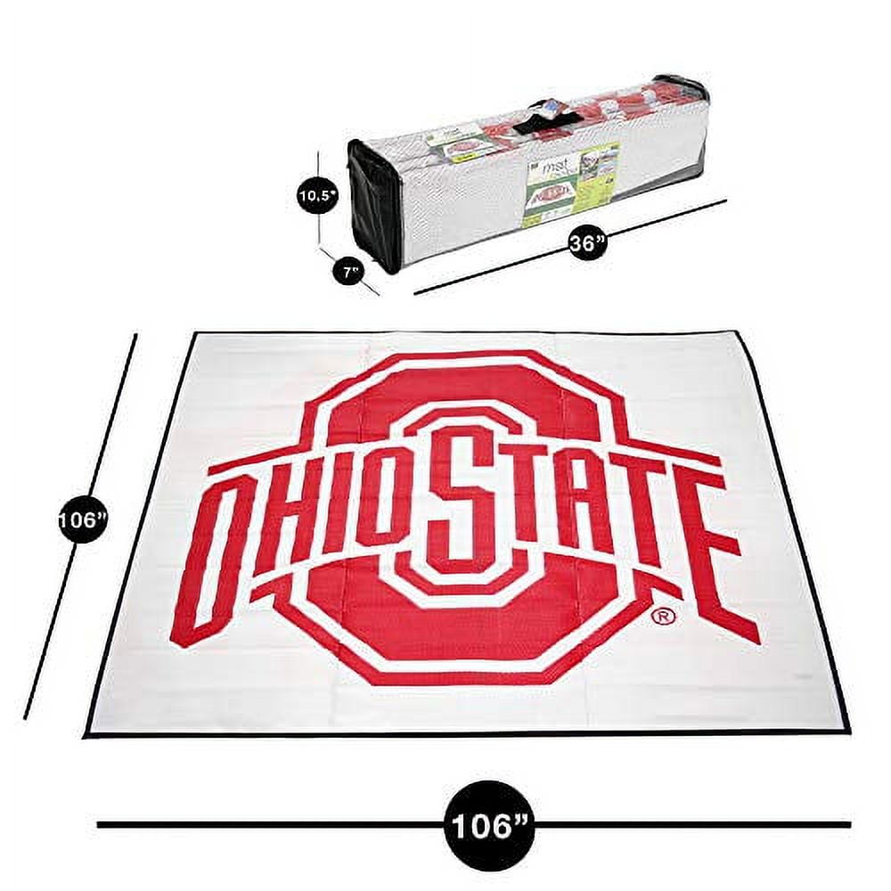 Collegiate Tailgate Picnic Patio Mat - 9 x 9 Feet - Scarlet & White Colors - - Ohio State Buckeyes