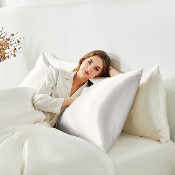 THXSILK 22 Momme Silk Body Pillowcase, Luxury Mulberry Silk Pillowcase for Pregnant & Family, Long Side with Hidden Zippper, 20"x54", PearlWhite