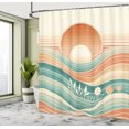 thumbnail image 2 of Ambesonne Boho Shower Curtain, Funky Mid Century Mountains, 69"Wx75"L, Dark Salmon Seafoam Beige, 2 of 4