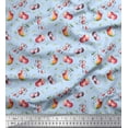 thumbnail image 1 of Soimoi Blue Cotton Duck Fabric Leaves & Berries Fruits Print Fabric by the Yard 42 Inch Wide, 1 of 3