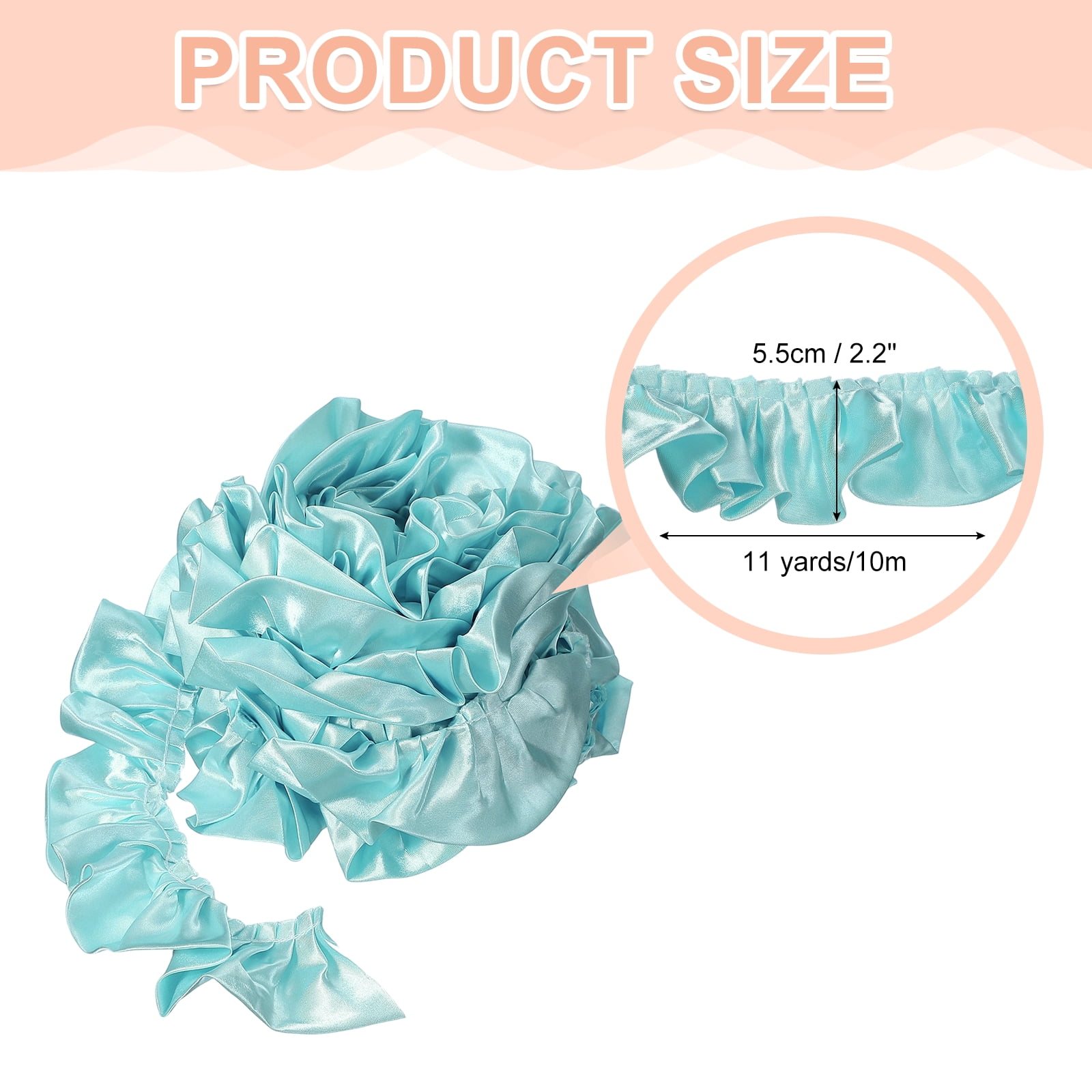 Uxcell 11 Yards 3D Pleated Chiffon Lace Trim 2" Width Satin Ruffle Ribbon Pleated Sewing Fabric Trim Peacock Blue