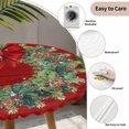 thumbnail image 3 of Christmas Wreath Round Tablecloth for 45-54 Inch Tables,Fitted Table Cover with Elastic Edge,Red Green Botanical Vintage Wooden Waterproof Outdoor Table Cloth Protector for Patio Garden Dinner Picnic, 3 of 9