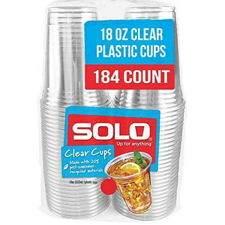 SOLO Cup Company Clear Recycled Plastic Party Cups  18 Oz  184 Count