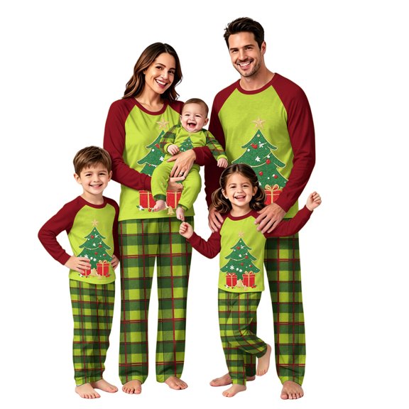 Lvotionpl 2026 Match Family Christmas Pjs, Matching Christmas Pajamas Long Sleeve Top & Pants Set Matching Holiday Family Pajama Xmas Sets