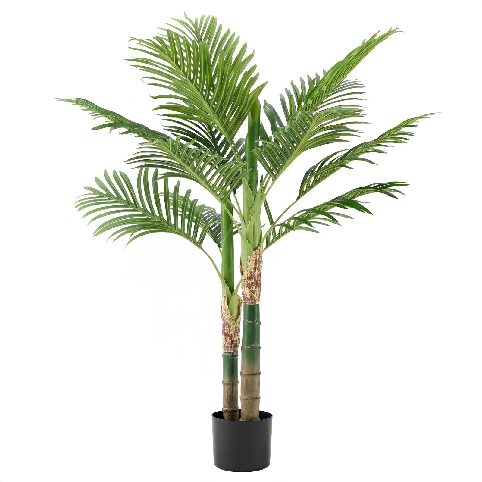 Kelno 4FT Artificial Plant Realistic Faux Palm Tree Potted Fake Decorative Plant, Black Pot