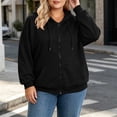 thumbnail image 6 of Perfectbot Women's Plus Size Zip Up Hoodie, Long Sleeve Casual Hooded Shirt with Pockets, Sizes L-5X, 6 of 7
