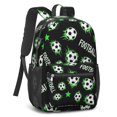 thumbnail image 2 of Football and Star Black Pattern 17" Waterproof Oxford School Backpacks for Teens, S-Shape Padded Straps, for School, Travel, Hiking, Camping, 2 of 4