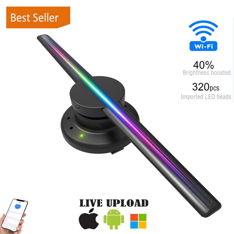 APP Controllable by iOS and Android Tabletop 3D LED Holographic Projector Maiman 10.5 Desktop 3D LED Hologram Fan 