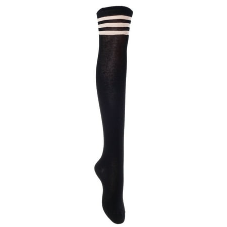 Big Girls' Women's 4 Pairs Over Knee High Thigh High Cotton Socks Leg Wamers Size L/XL(Black)