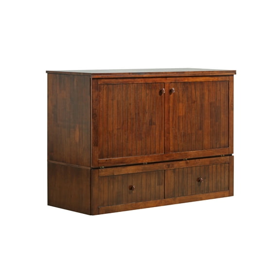 Mega Solutions Murphybedz Tuscany Murphy Cabinet Chest Bed with Charging Station 6 Inch, Queen (Tobacco)