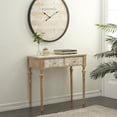 thumbnail image 3 of DecMode 36" x 33" Brown Wood Intricately Carved Floral 2 Drawer Console Table, 1-Piece, 3 of 15