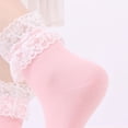 thumbnail image 5 of Bibifish Womens Socks Soft Solid Color Soft Crew Socks Elegant Trendy Lace Splice Socks Soft Breathable Mid Calf Socks For Ladies, 5 of 7