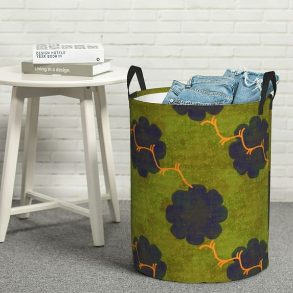 YFYANG Waterproof Laundry Hamper, Abstract Floral Pattern Laundry Basket Oxford Fabric with Handle Foldable, S