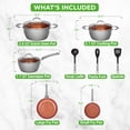 thumbnail image 3 of NutriChef Juego de utensilios de cocina antiadherentes de 11 piezas, sin PTFE/PFOA/PFOS, juego de ollas y sartenes con cacerola, sartenes, ollas, tapas, utensilios, gris, 3 of 5