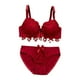 thumbnail image 1 of Lovely Back Closure Panty Set Push Ropa interior Kit Wine Red 70B Hugo Sujetador floral de encaje para mujer, 1 of 7