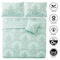 thumbnail image 3 of Home Soft Things 4-Piece Reversible Damask Embroidery Bedspread Set, Blue, Oversized Queen 110"x120", 3 of 7