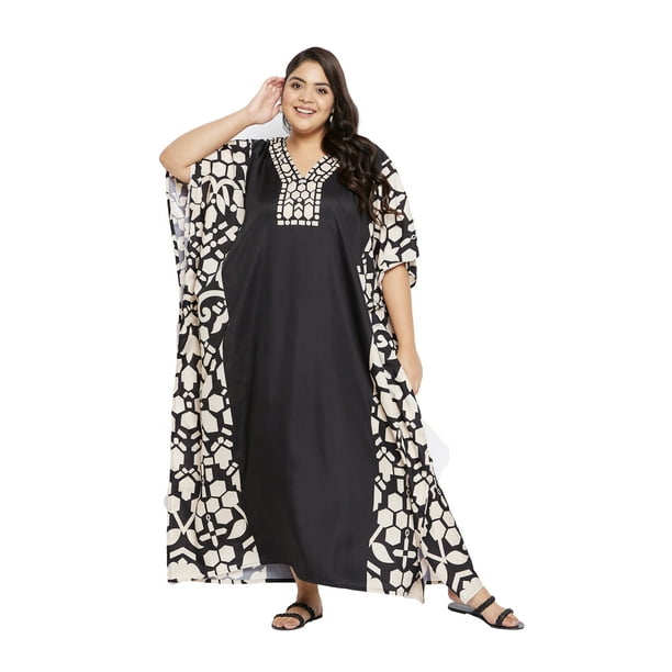 Women Caftans Long Maxi Plus Size Dress Kaftans 3 4 Sleeves