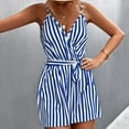 thumbnail image 2 of aidice Dressy Jumpsuits for Women V Neck Sleeveless Adjustable Strap Striped Belt Shorts Office Rompers, 2 of 5