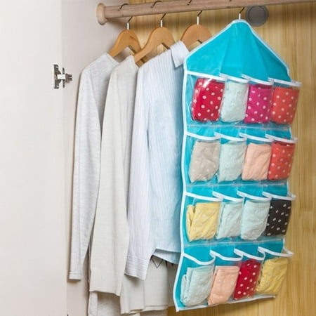 

2 Set 16 Pockets Clear Over Door Hanging Bag Shoe Rack Hanger Underwear Socks Bra Closet Storage Tidy Organizer Sale 4229