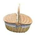 thumbnail image 3 of Cesta de picnic de mimbre con tapa, estilo rústico, hecha a mano, versátil, organizador y decoración para cumpleaños y juguetes infantiles., 3 of 8