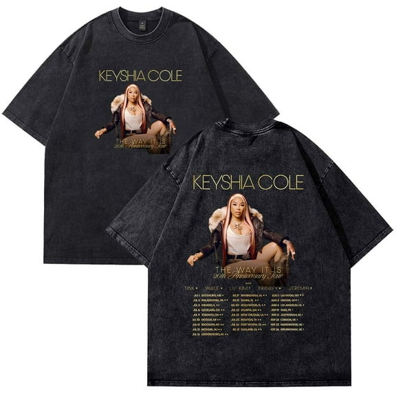 Keyshia Cole The Way It Is 20th Anniversary Tour Cotton T-shirt washed with water, unisex casual short sleeved round neck T-shirt