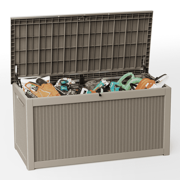 Chiccushion 260 Gallon Outdoor Patio Box Deck Reliable Performance Wide Space Storage Cabinet for Yard Daily Use, Brown