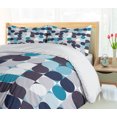 thumbnail image 5 of Ambesonne Abstract Duvet Cover Sets, Retro Circles Squares, 2-King, Brown Grey Teal White, 5 of 7