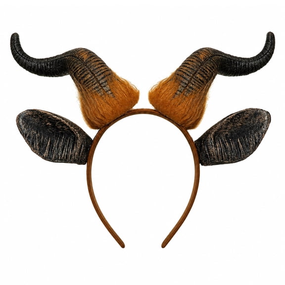 Underwraps Foam Curved Horn Headband With Ears, Adult Costume Accessory, Lightweight Animal Headpiece For Parties Cosplay, Halloween Dress Up One Size
