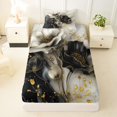 thumbnail image 3 of Castle Fairy Luxury Ink Gold Floral Art Twin Sheets 3pcs,Black White Flower Glitter Splash Layout Bedding,Gold Gray,1 Fitted Sheet,1 Flat Sheet and 1 Pillowcase, 3 of 6