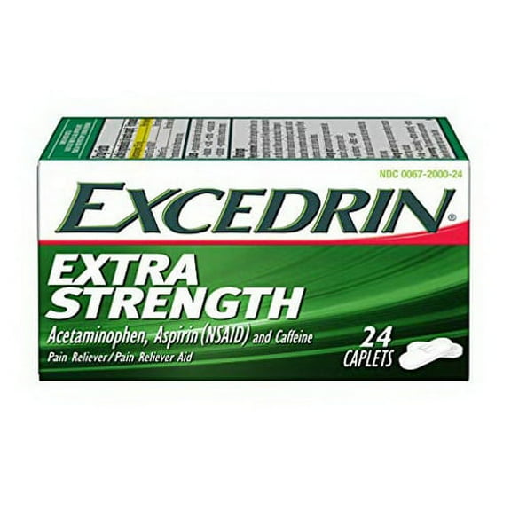 Excedrin Extra Strength Pain Reliever Aid Caplets, 24 Ea, 3 Pack