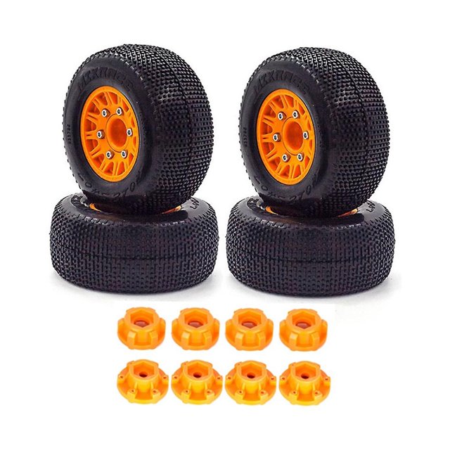 4pcs 110mm 1/8 1/10 pista corta rueda de neumático de camión, 3 Afortunado Sencillez