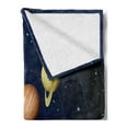 thumbnail image 2 of Space Soft Flannel Fleece Throw Blanket, Solar System Sun Uranus Venus Jupiter Mars Pluto Saturn Neptune Image, Cozy Plush for Indoor and Outdoor Use, 70" x 90", Dark Blue Orange, by Ambesonne, 2 of 5