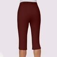 thumbnail image 5 of CheerKidz Women's Athletic Capri Pants Solid Color Elastic Waist Sports Casual Trousers Lightweight Quick-Drying Workout Pants with Side Pockets for Running Yoga(Wine,M), 5 of 7