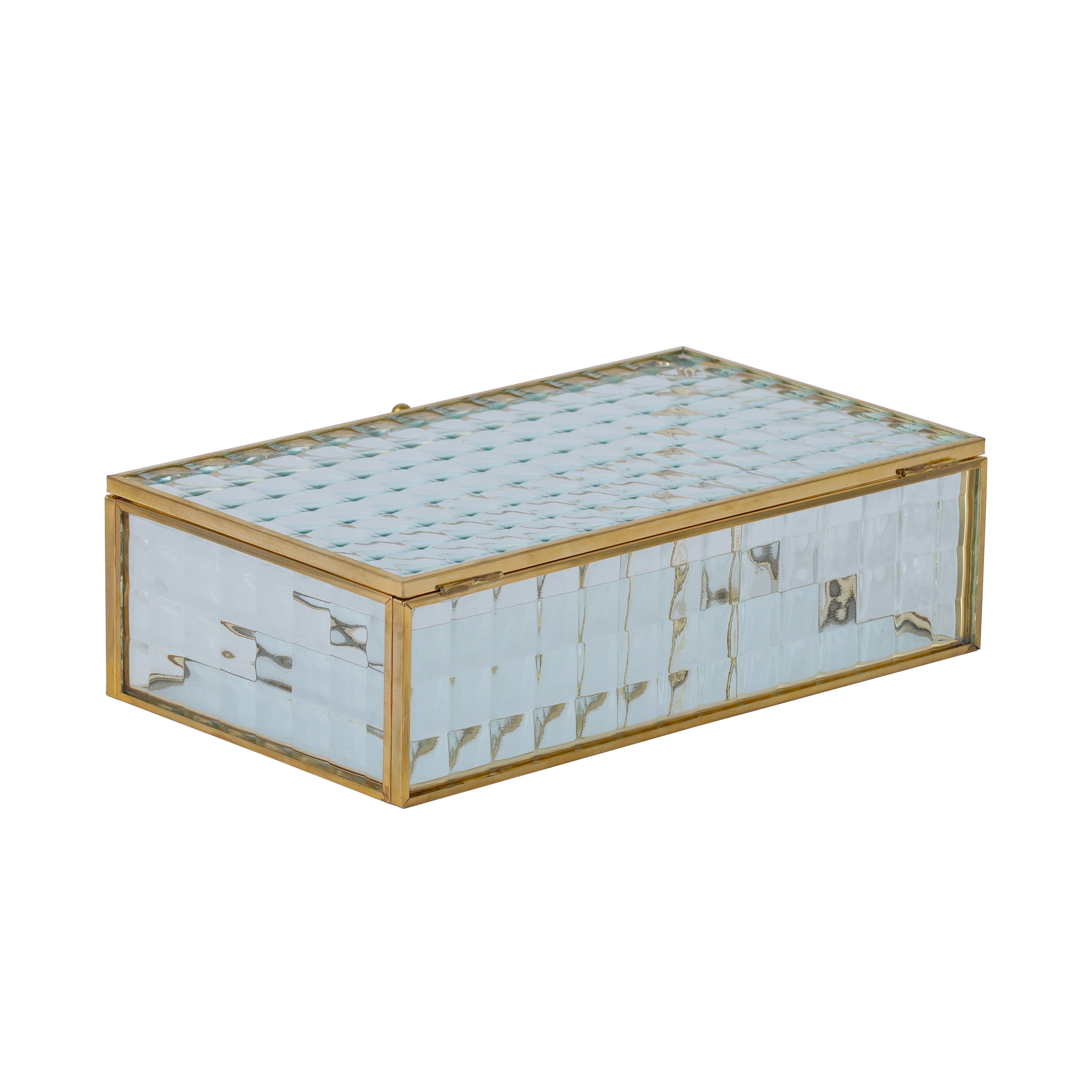 Home Decor Collection Sterling & Noble Home Textured Glass and Cooper Rectangular Tabletop Decorative Trinket Box