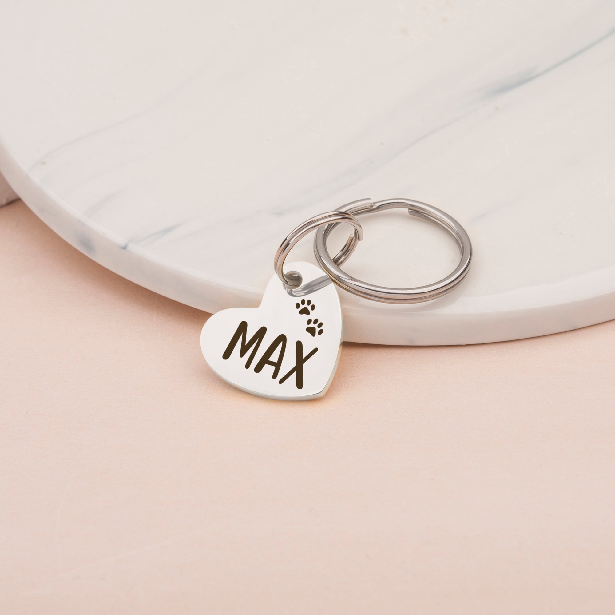 Anavia Stainless Steel & Metal Heart Cute Girl Engraved Dog ID Tag, Silver, S