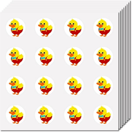 128Pcs Planner Stickers Yellow Duck Stickers Waterproof Circle Vinyl Decals Sticky Dot Tags for DIY