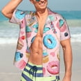 thumbnail image 7 of Bingfone Men's Short Sleeve Button Down Shirts Hawaiian Cupcakes and Donuts Printed Beach Shirt, 7 of 7