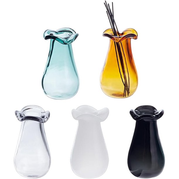 5 mini jarrones de cristal de 2,5 cm (1 pulgada) con forma de bigote de gato.