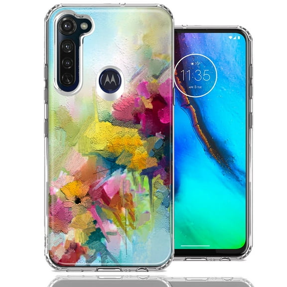 MUNDAZE Case For Motorola Moto G Stylus 2020 Watercolor Flowers Abstract Spring Colorful Floral Painting Phone Cover