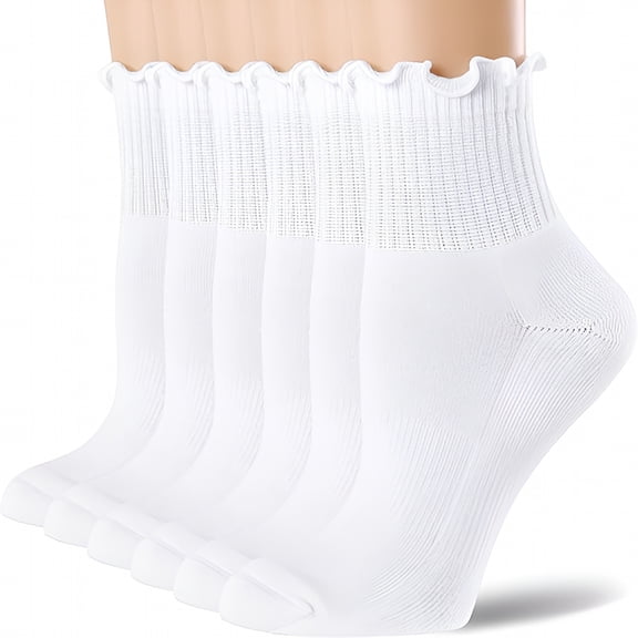 TELOLY 2026 New Women'S Ruffle Athletic Socks,Cotton Cushioned Ankle Socks,Cute Running Tennis Cycling Frilly Crew Sock for Girls
