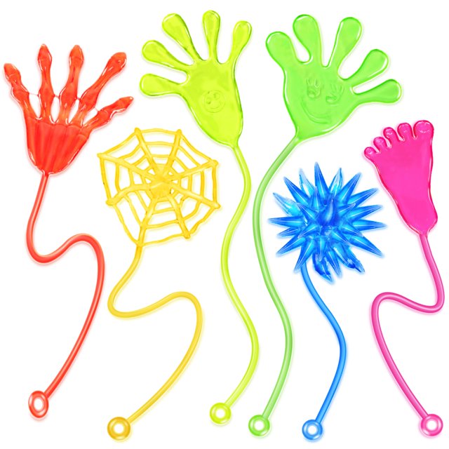 Paquete De 48 Recuerdos De Fiesta Con Manos Pegajosas, 6 Tipos De Bolsas De Regalos, Caja De Tesoro Para Profesores, Premios, Recompensas En El Aula, Rellenos De Piata, Regalos De Fiesta A Granel Para