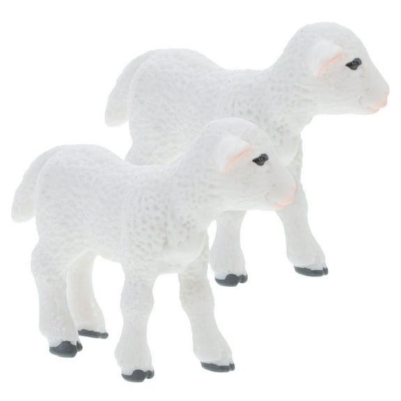 HEANUJJ Sheep Figurines Decor Plastic Lamb Model White 2Pcs