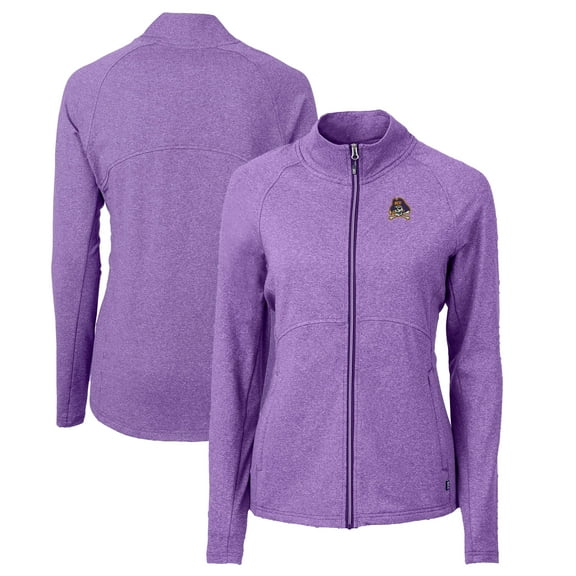 Women's Cutter & Buck Heather Purple ECU Pirates Adapt Eco Knit Heather Recycled Full-Zip Jacket