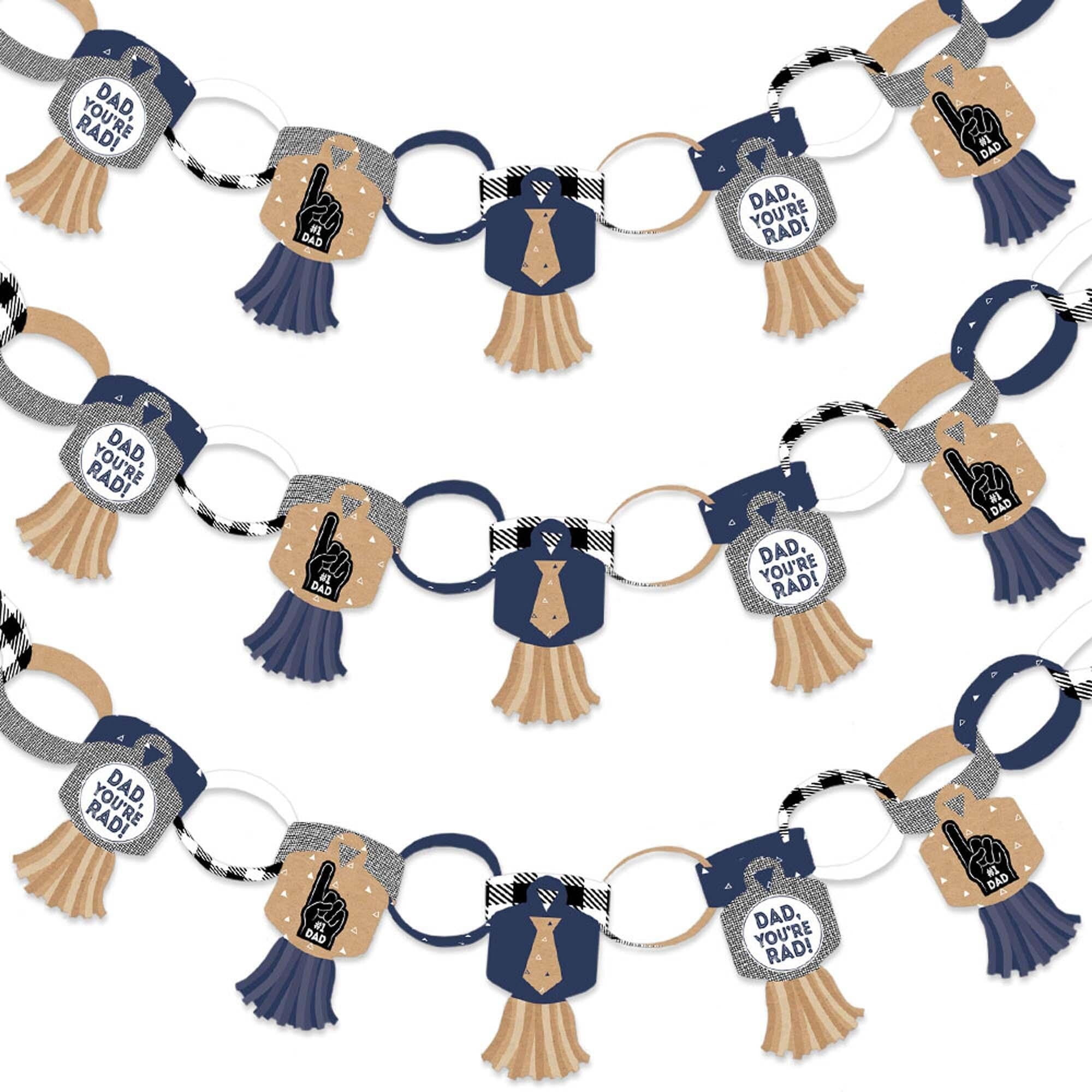 Big Dot of Happiness My Dad is Rad - 90 Chain Links and 30 Paper Tassels Decoration Kit - Father's Day Party Paper Chains Garland - 21 feet