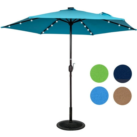 Sundale Outdoor 9ft 24 Led Light Outdoor Market Patio Umbrella Garden Pool With Crank 6 Ribs Brickseek